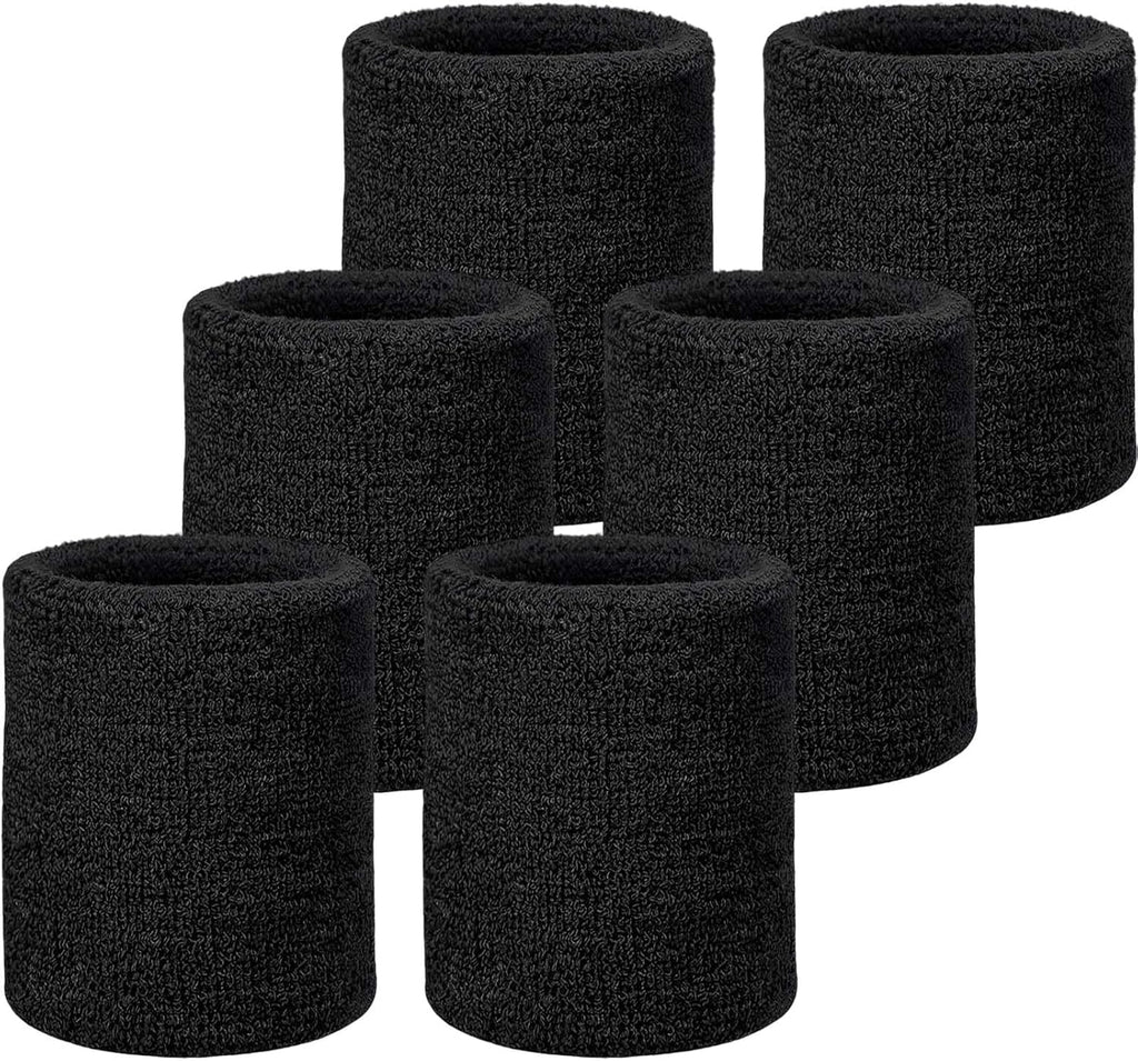 Wrist Sweatbands, Sports Sweatbands for Competition, Sweat Absorbent, for Basketball, Tennis, Football, Running and Work (Pack of 6)