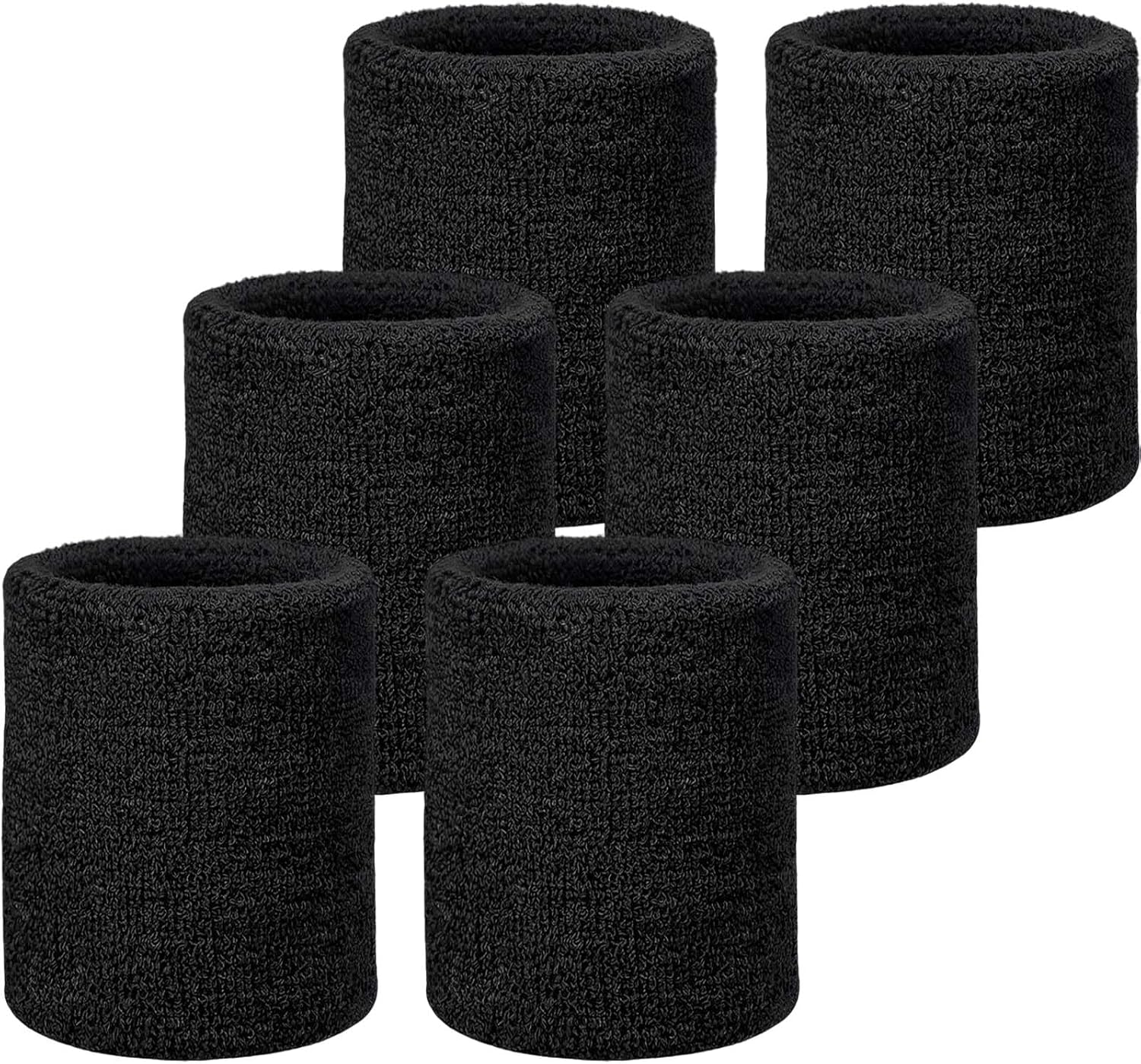 Wrist Sweatbands, Sports Sweatbands for Competition, Sweat Absorbent, for Basketball, Tennis, Football, Running and Work (Pack of 6)