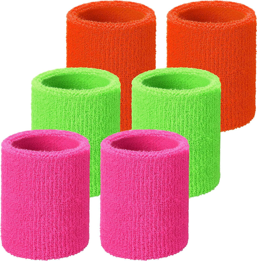 Wrist Sweatbands, Sports Sweatbands for Competition, Sweat Absorbent, for Basketball, Tennis, Football, Running and Work (Pack of 6)