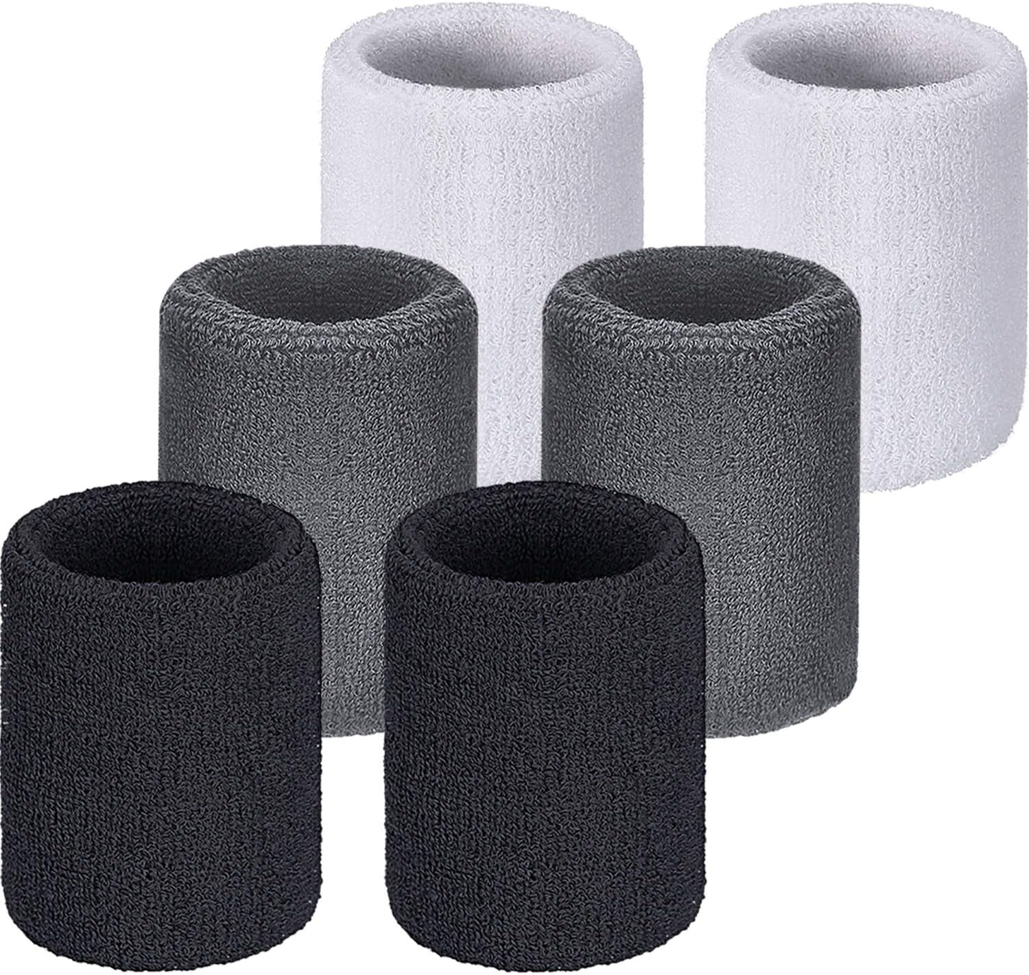 Wrist Sweatbands, Sports Sweatbands for Competition, Sweat Absorbent, for Basketball, Tennis, Football, Running and Work (Pack of 6)