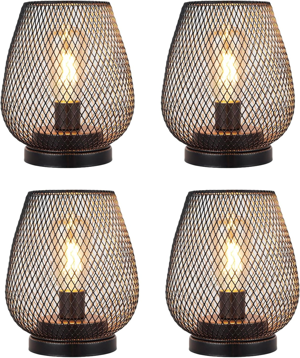 Set of 2 Metal Cage LED Lantern Battery Powered Cordless Accent Light with LED Great for Weddings Parties Patio Events for Indoors Outdoors