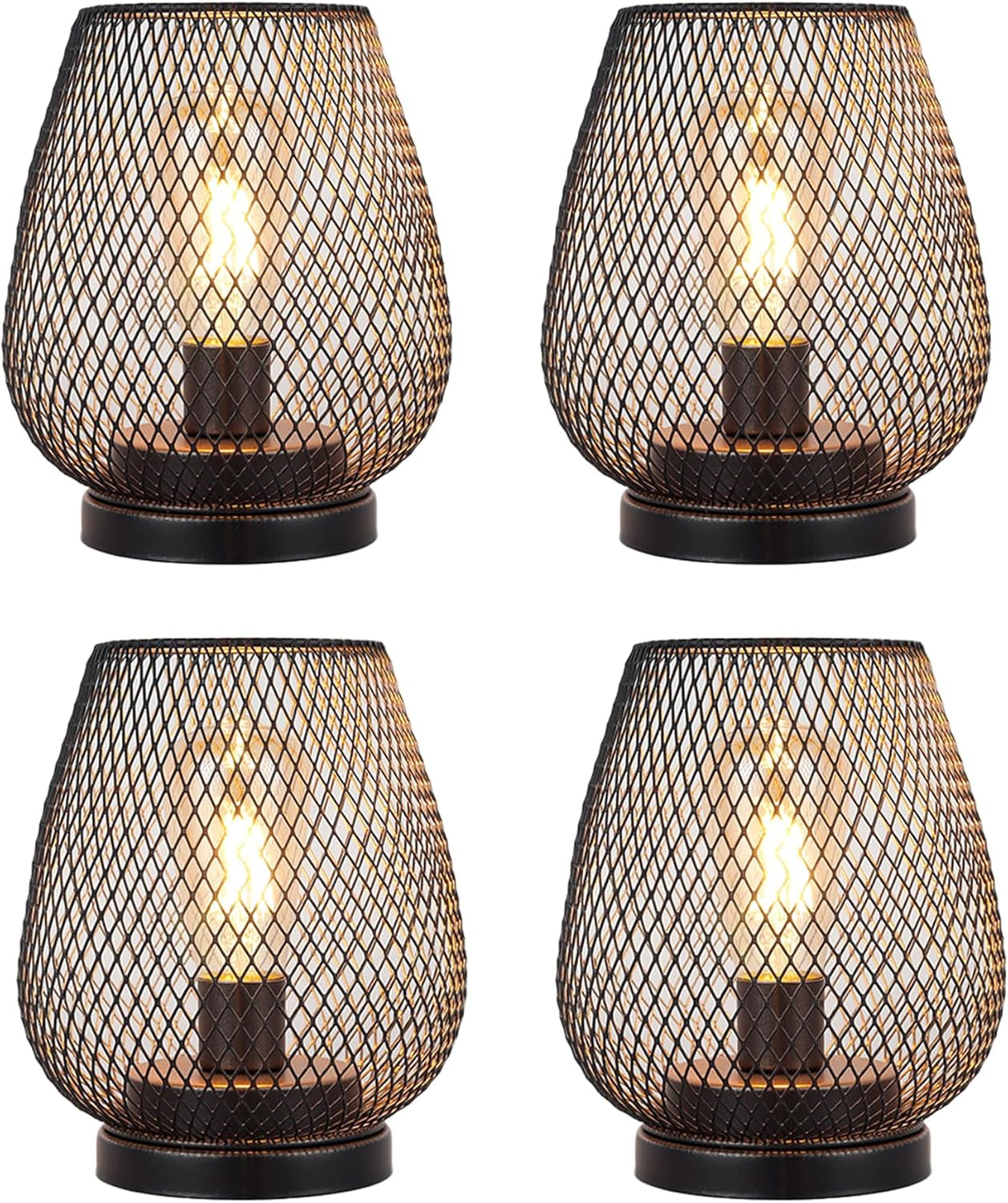 Set of 2 Metal Cage LED Lantern Battery Powered Cordless Accent Light with LED Great for Weddings Parties Patio Events for Indoors Outdoors