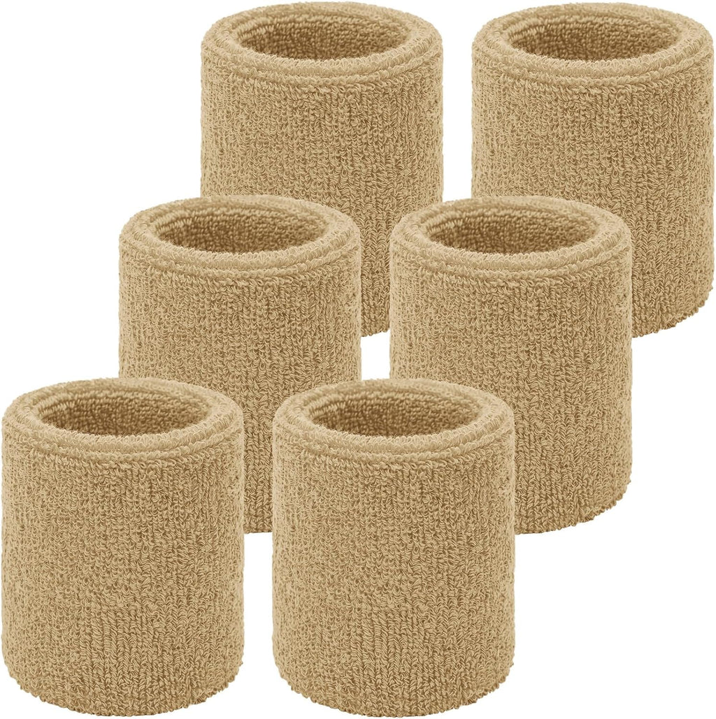 Wrist Sweatbands, Sports Sweatbands for Competition, Sweat Absorbent, for Basketball, Tennis, Football, Running and Work (Pack of 6)