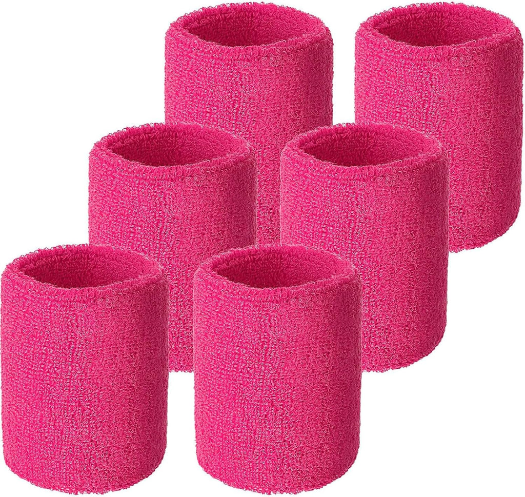 Wrist Sweatbands, Sports Sweatbands for Competition, Sweat Absorbent, for Basketball, Tennis, Football, Running and Work (Pack of 6)