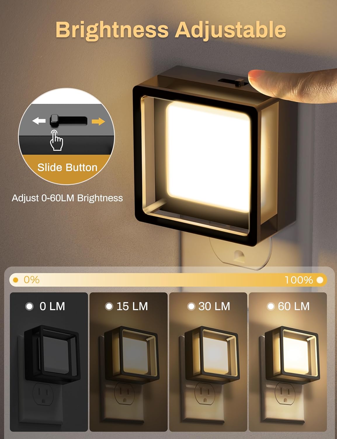 LED Night Light 2 Pack – Dusk to Dawn Sensor, Dimmable Soft White