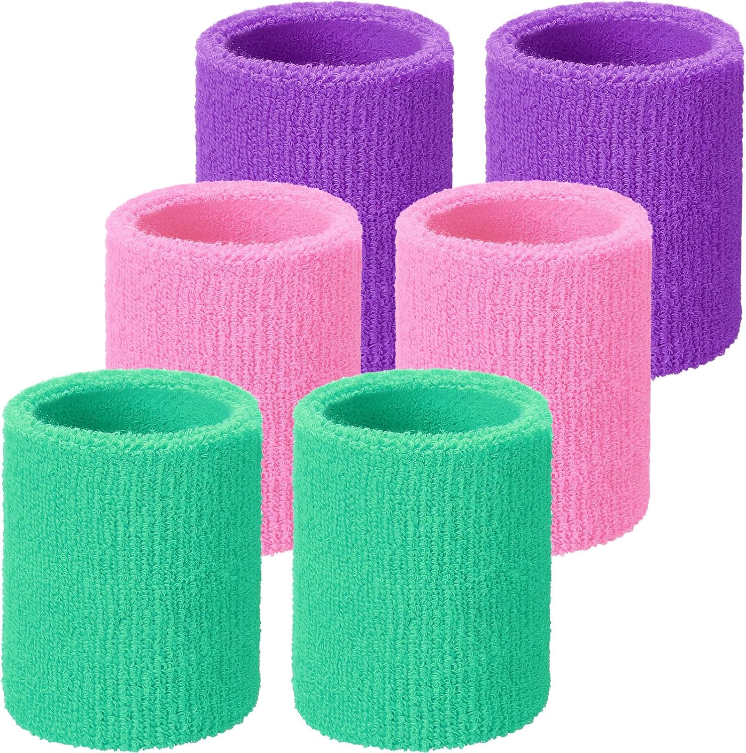 Wrist Sweatbands, Sports Sweatbands for Competition, Sweat Absorbent, for Basketball, Tennis, Football, Running and Work (Pack of 6)
