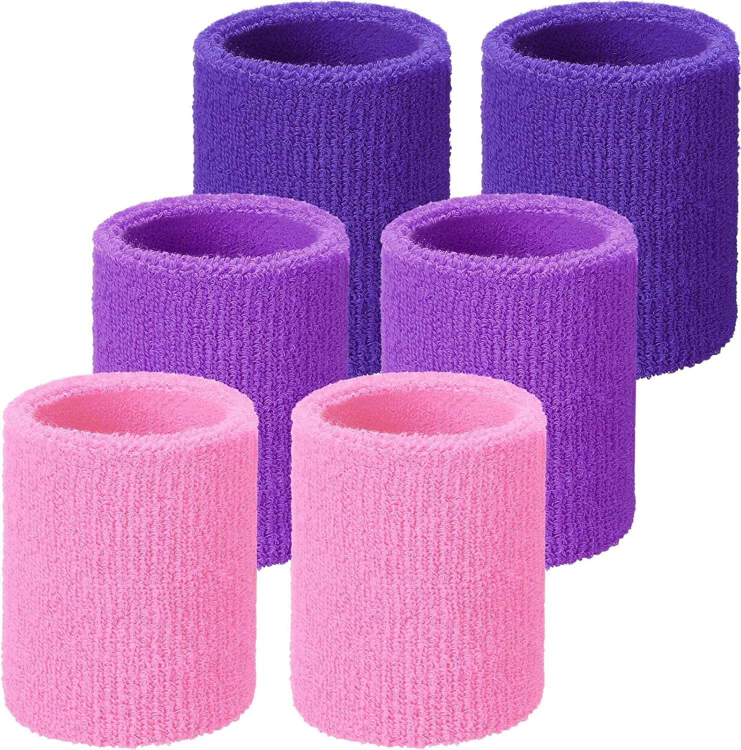 Wrist Sweatbands, Sports Sweatbands for Competition, Sweat Absorbent, for Basketball, Tennis, Football, Running and Work (Pack of 6)