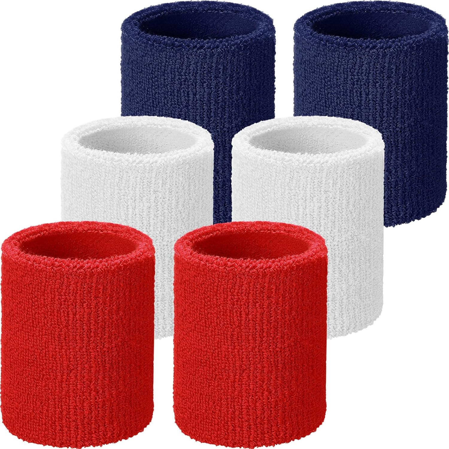 Wrist Sweatbands, Sports Sweatbands for Competition, Sweat Absorbent, for Basketball, Tennis, Football, Running and Work (Pack of 6)