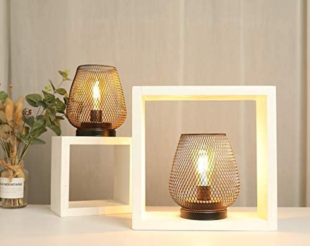 Set of 2 Metal Cage LED Lantern Battery Powered Cordless Accent Light with LED Great for Weddings Parties Patio Events for Indoors Outdoors