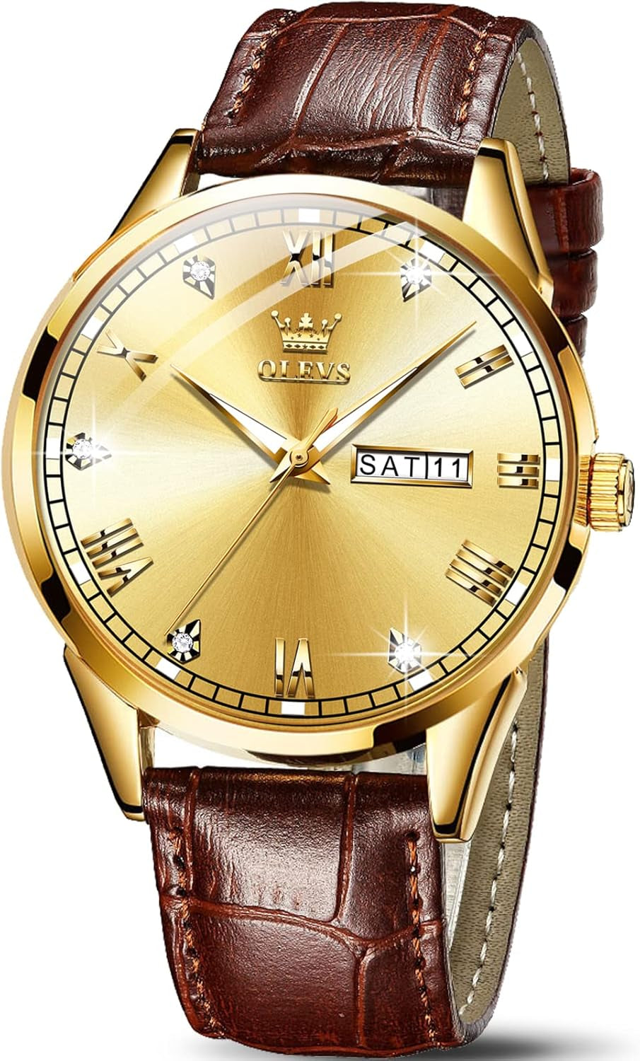 Amazon Watches,Brown Leather Watch for Men,Men Day Date Watch,Men'S Luminous Watch,Dress Watch for Men,Rose Gold Watch for Men,Men'S Fashion Quartz Watch,Waterproof Brown Man Watches
