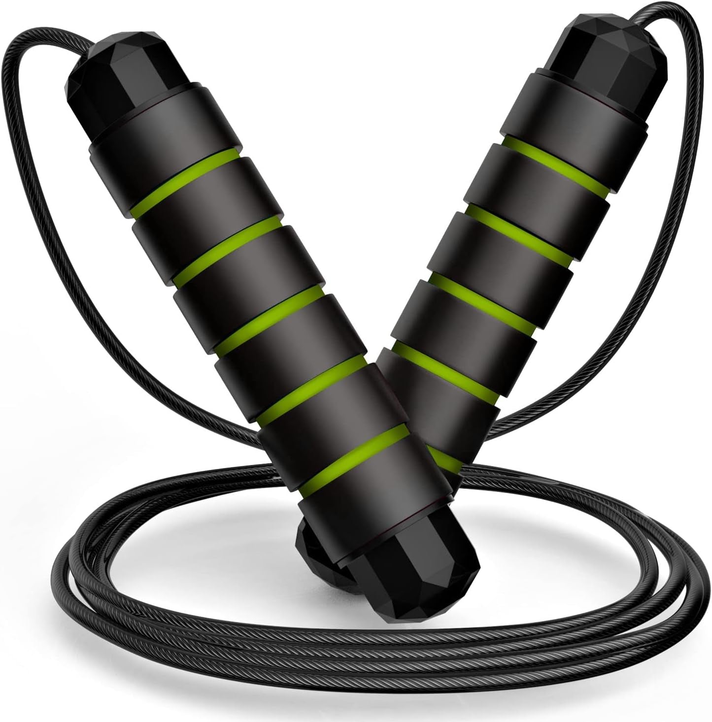 Jump Rope, Tangle-Free Rapid Speed Jumping Rope Cable with Ball Bearings for Women, Men & Kids, Adjustable Steel Jump Rope with Foam Handles for Home Gym Exercise Fitness Workout Equipment & Slim Body