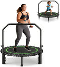 40" Mini Rebounder Trampoline for Adults with Handle, Foldable Mini Trampoline with Bungees, Adjustable Foam Handle, Stable & Quiet, Max Load 440Lbs