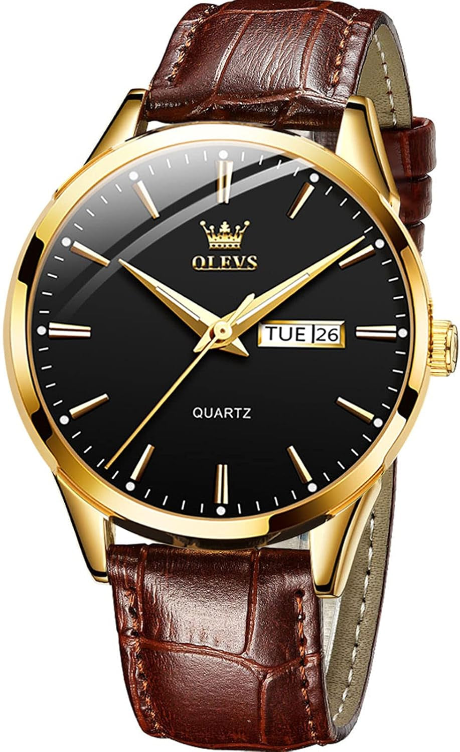 Amazon Watches,Brown Leather Watch for Men,Men Day Date Watch,Men'S Luminous Watch,Dress Watch for Men,Rose Gold Watch for Men,Men'S Fashion Quartz Watch,Waterproof Brown Man Watches