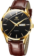 Amazon Watches,Brown Leather Watch for Men,Men Day Date Watch,Men'S Luminous Watch,Dress Watch for Men,Rose Gold Watch for Men,Men'S Fashion Quartz Watch,Waterproof Brown Man Watches