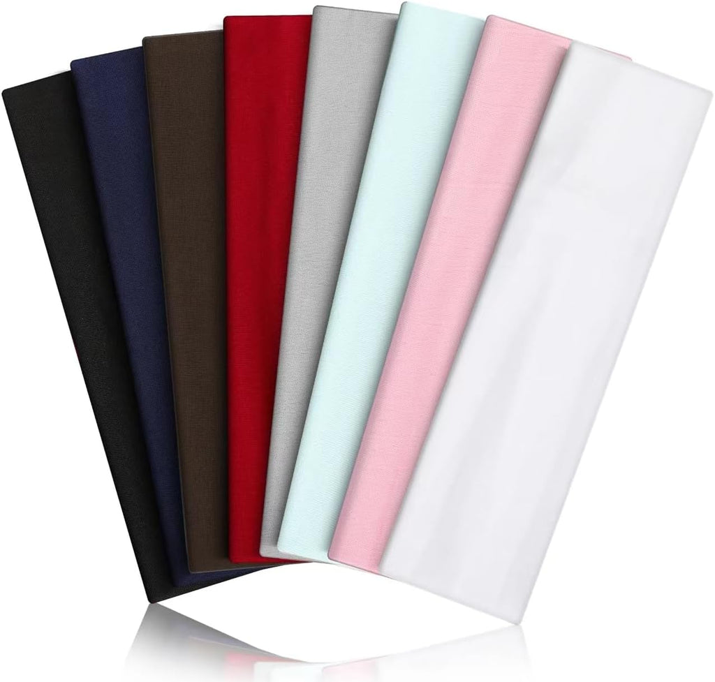 8PCS Summer-Exclusive Non Slip Sports Elastic Soft Running Fashion Headbands Absorb Sweat for Women & Men Working Out, Travel