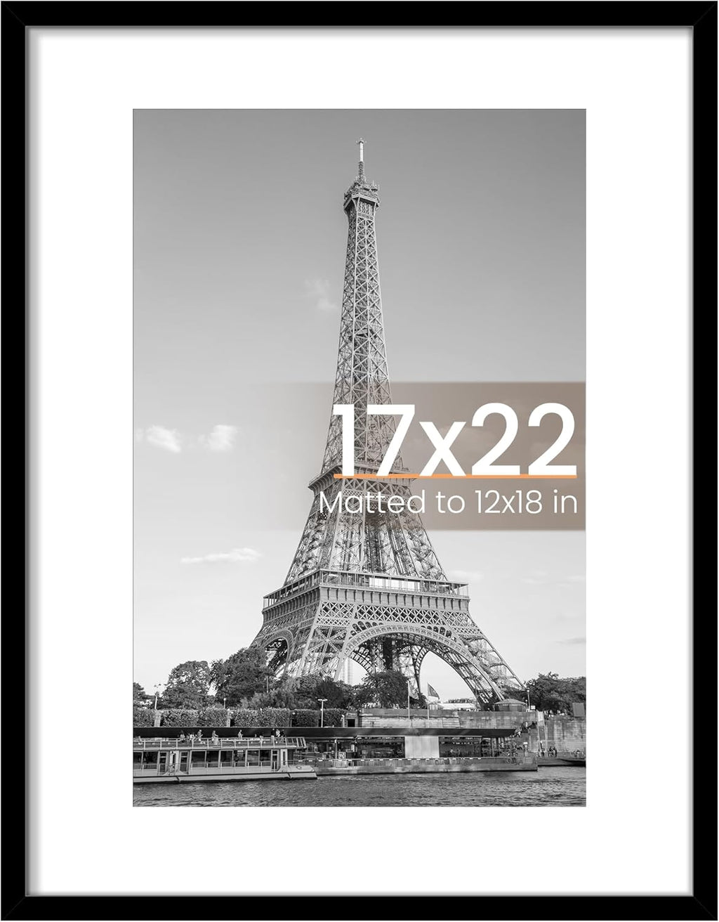 8.5x11 Black Picture Frame – Wall Hanging Display with Mat