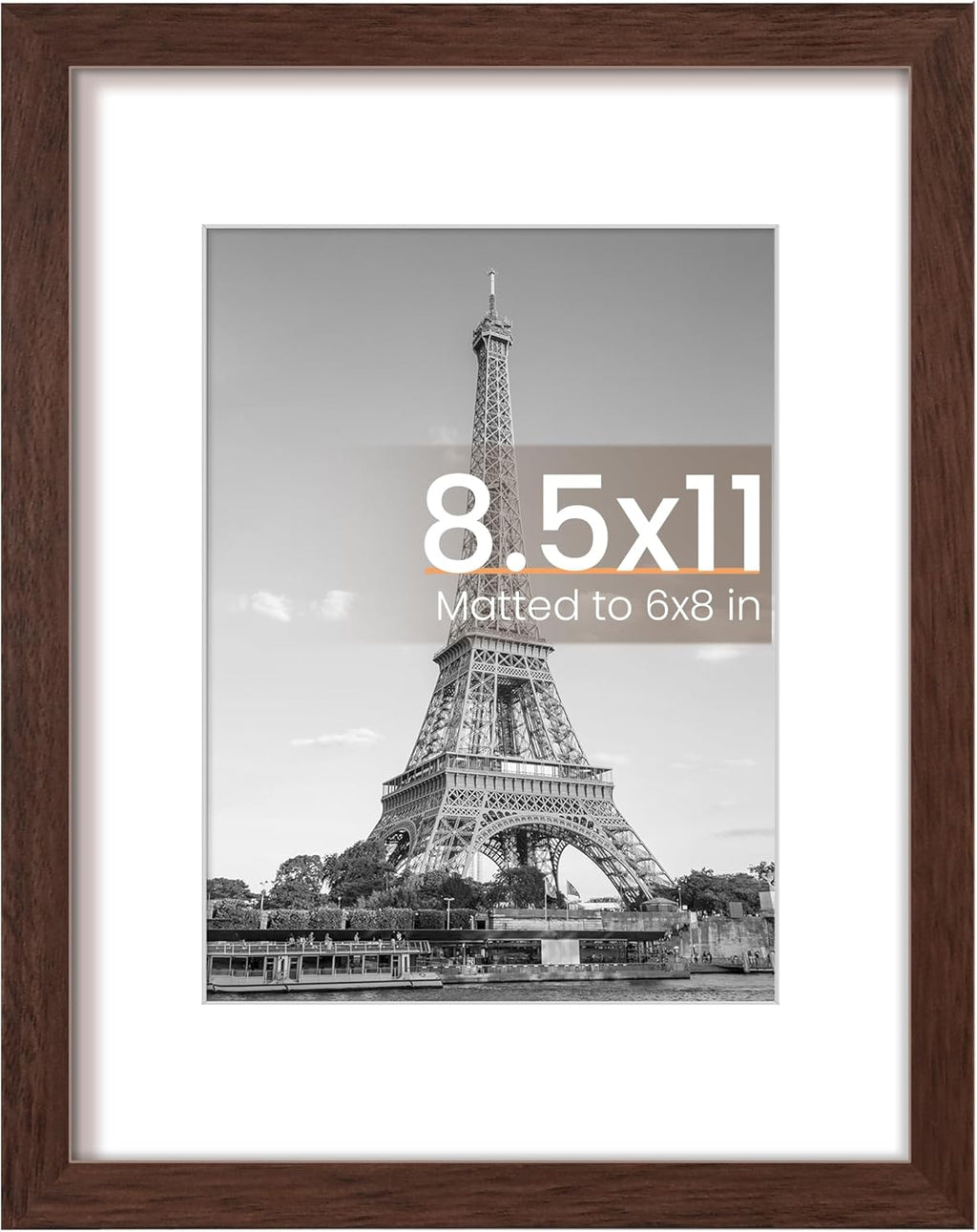 8.5x11 Black Picture Frame – Wall Hanging Display with Mat