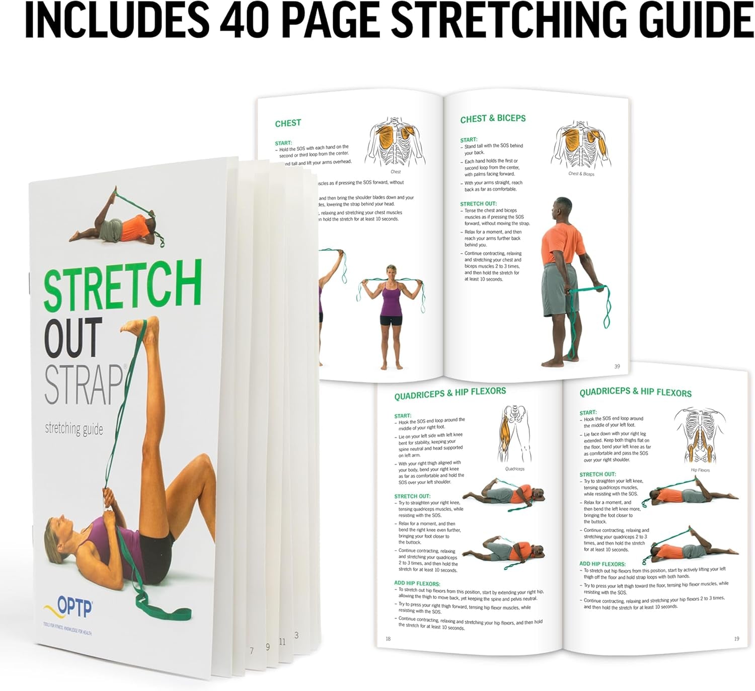 the Original Stretch Out Strap with Exercise Book, for Flexibility and Mobility Exercises. Stretch Out Straps for Physical Therapy, Yoga Stretching Strap and Knee Therapy Strap. Made in the USA