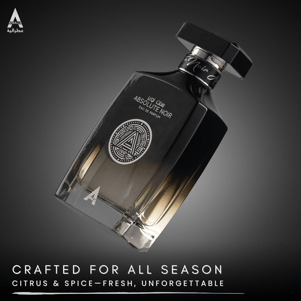 Absolute Noir Eau De Parfum for Men 100Ml 3.4Oz - Luxurious and Long Lasting Fragrances with Top Notes of Bergamot, Lemon, Grapefruit, Pink Pepper