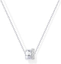 14K Gold Plated Pendant Necklace for Women | Two Distinct Rondelle Pendants with Cubic Zirconia | Sliding Chain Pendant | Trendy Fashion Jewelry