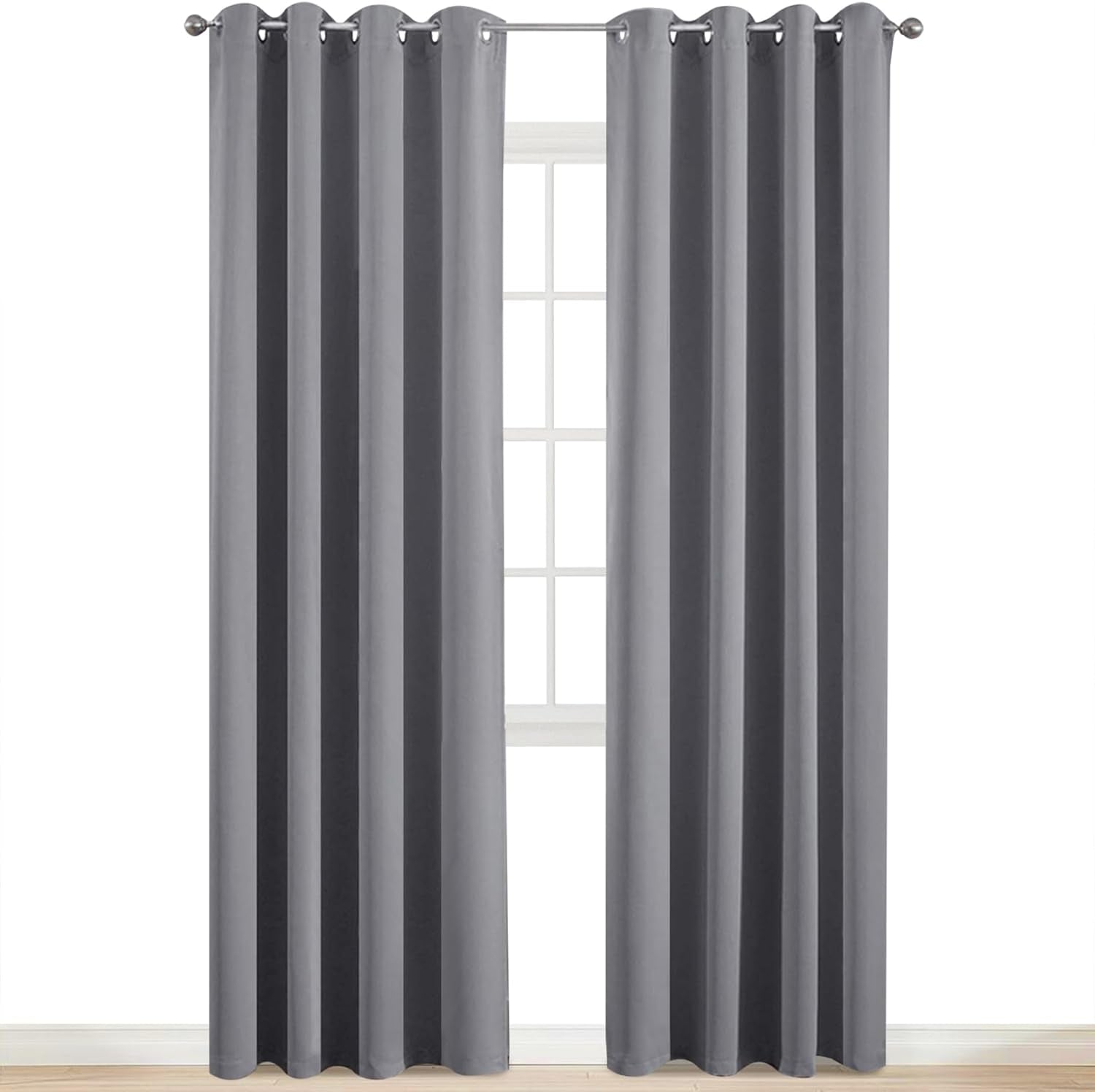 Room Darkening Gray Blackout Curtains 84 Inch Long Light Blocking Thermal Insulated Window Treatment Grommet Drapes for Bedroom Living Room, 52W X 84L, Grey Curtains, 2 Panels