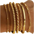 Gold Bracelets for Women - 14K Real Gold Plated Beaded Bracelets Set Rope Paperclip Chain Stackable Bracelet Non Tarnish, Friendship Birthday Jewelry Gifts for Women Teen