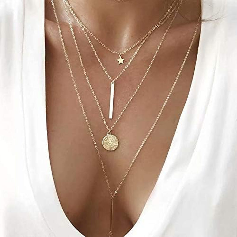 60 PCS Gold Jewelry Set with Multi-Layered Bracelet Necklace, Dangle Earrings, Stackable Ring for Women Valentine Anniversary Jewelry Pack Gifts for Her
