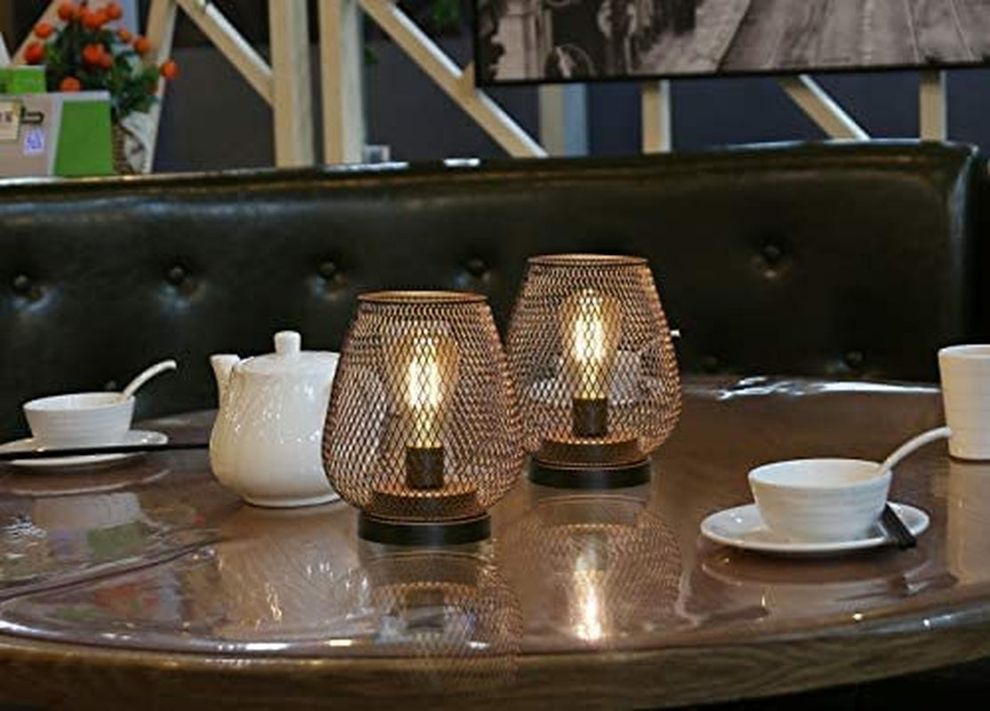 Set of 2 Metal Cage LED Lantern Battery Powered Cordless Accent Light with LED Great for Weddings Parties Patio Events for Indoors Outdoors