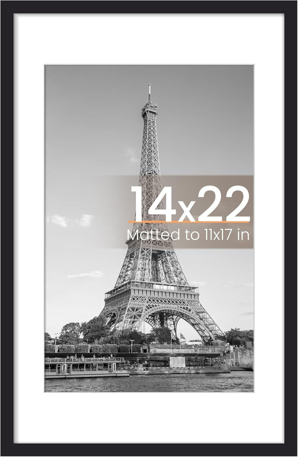 8.5x11 Black Picture Frame – Wall Hanging Display with Mat