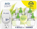 Plug-In Air Freshener, Odor-Fighting Scented Oil Starter Kit, Air Fresheners for Home and Bathroom and Kitchen, Long Lasting for Strong Odors, Bamboo Scent, Warmer + 4 Refill