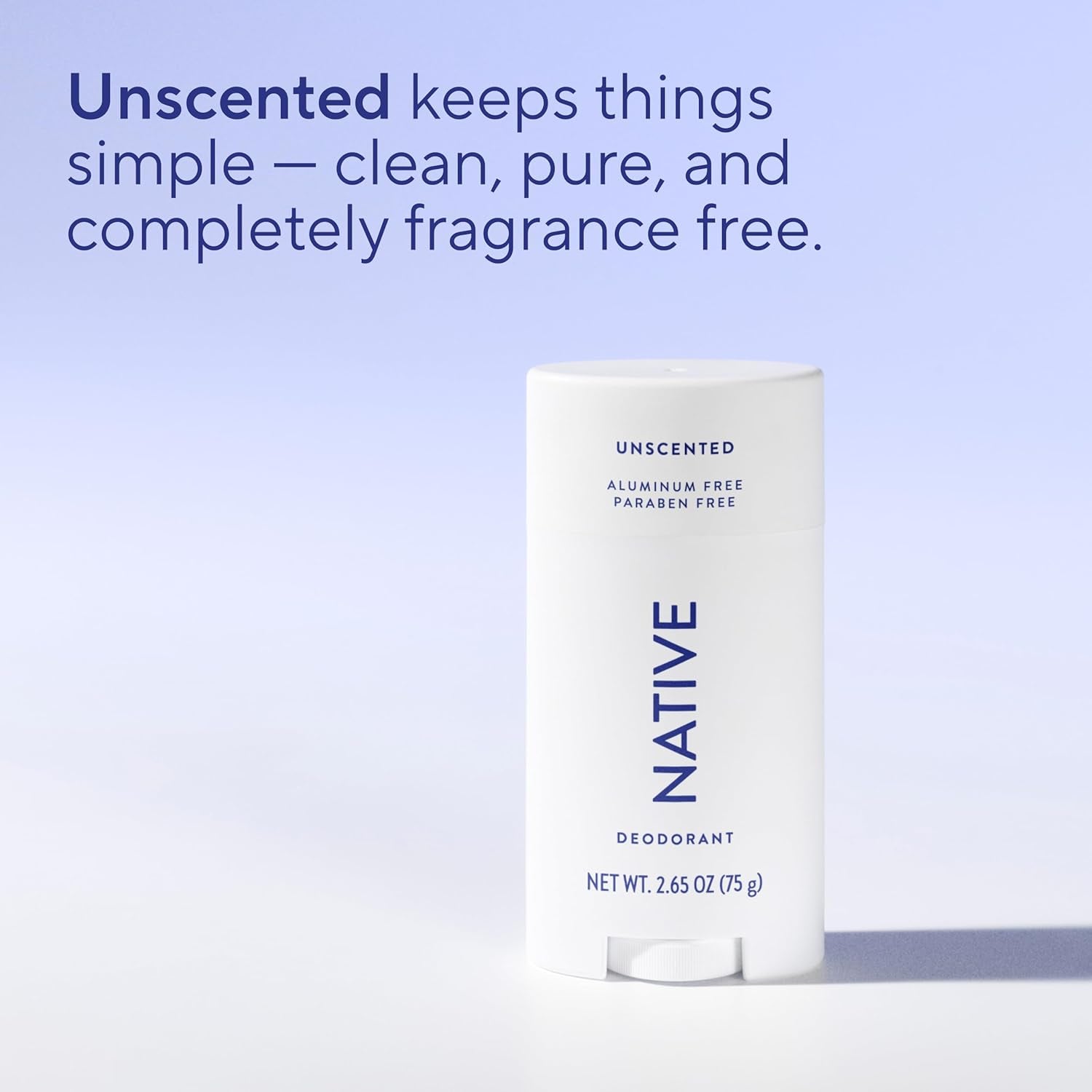 Deodorant Contains Naturally Derived Ingredients, 72 Hour Odor Control, Deodorant for Women and Men, Aluminum Free, Unscented 2.65Oz