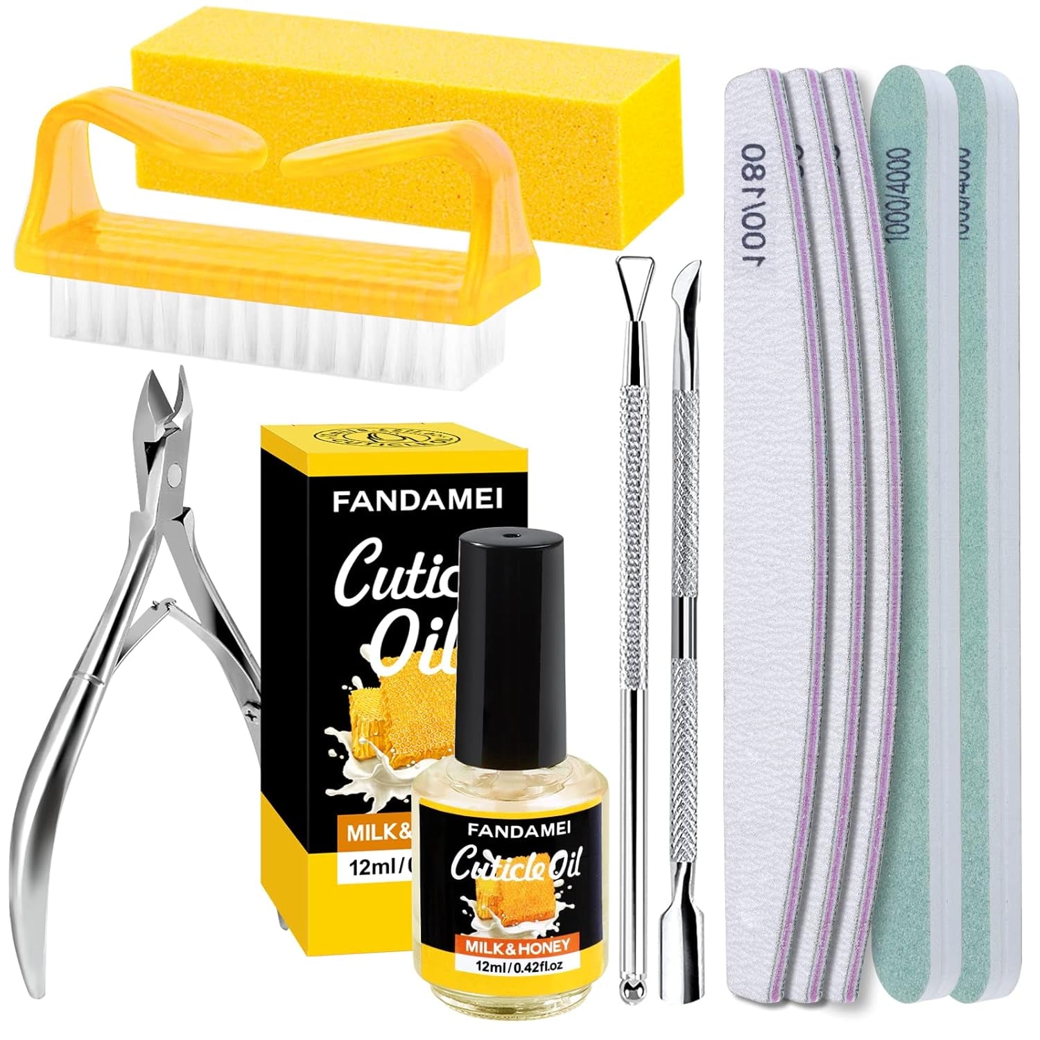 Nail Files and Buffers, Nail Cuticle Remover Kit with Nail File, Nail Buffer, Nail Buffer Block, Cuticle Nipper, Cuticle Pusher, Cuticle Peeler. Nail Cuticle Oil Lavender for Nail Care