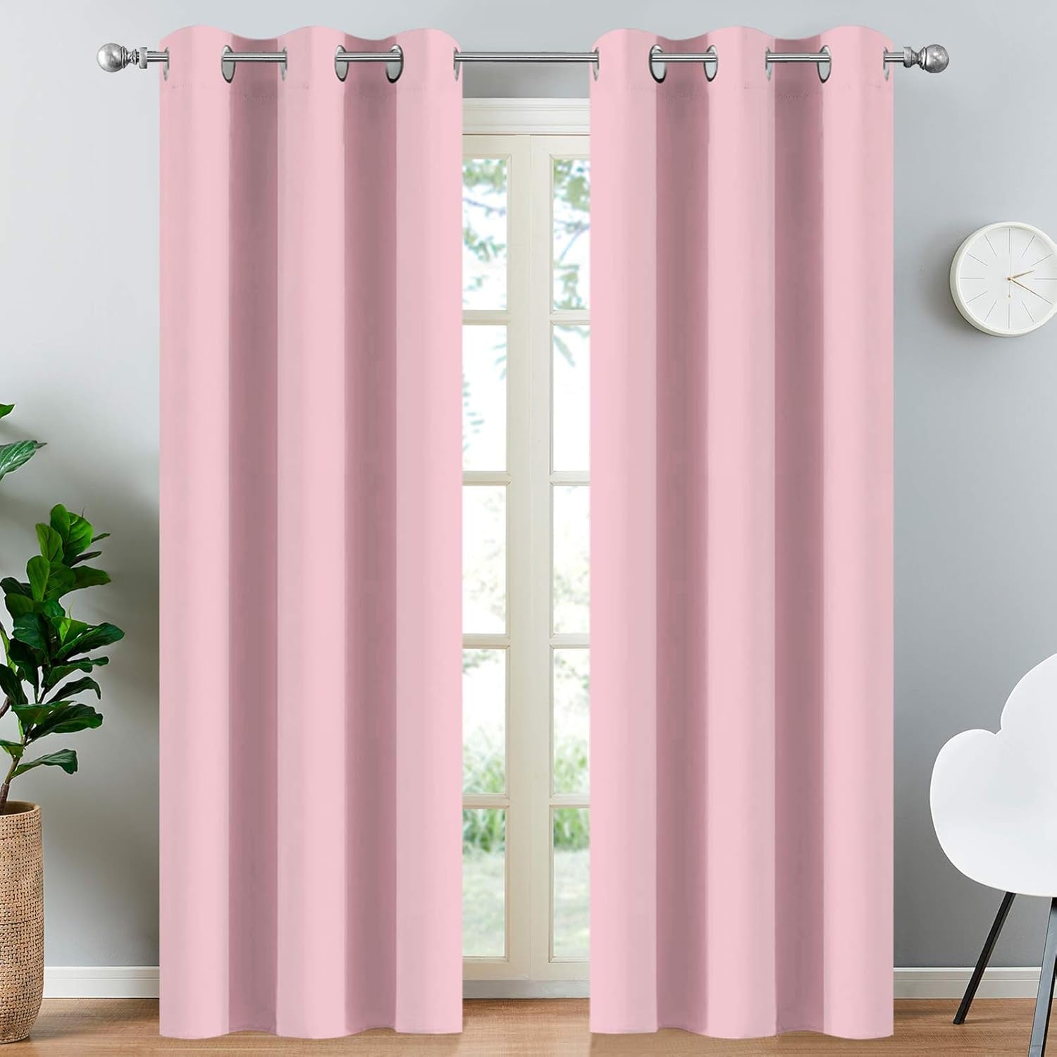 Room Darkening Gray Blackout Curtains 84 Inch Long Light Blocking Thermal Insulated Window Treatment Grommet Drapes for Bedroom Living Room, 52W X 84L, Grey Curtains, 2 Panels