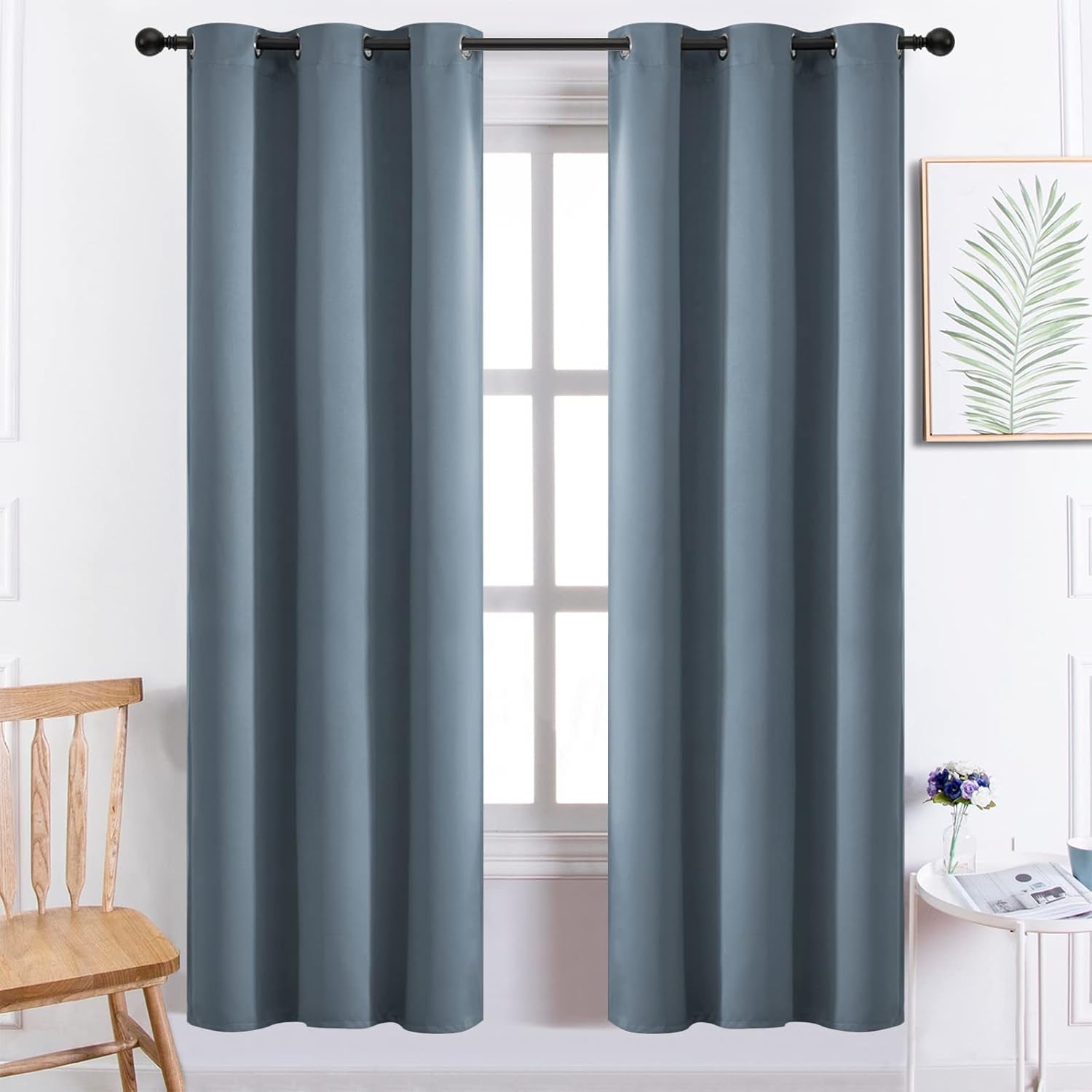 Room Darkening Gray Blackout Curtains 84 Inch Long Light Blocking Thermal Insulated Window Treatment Grommet Drapes for Bedroom Living Room, 52W X 84L, Grey Curtains, 2 Panels