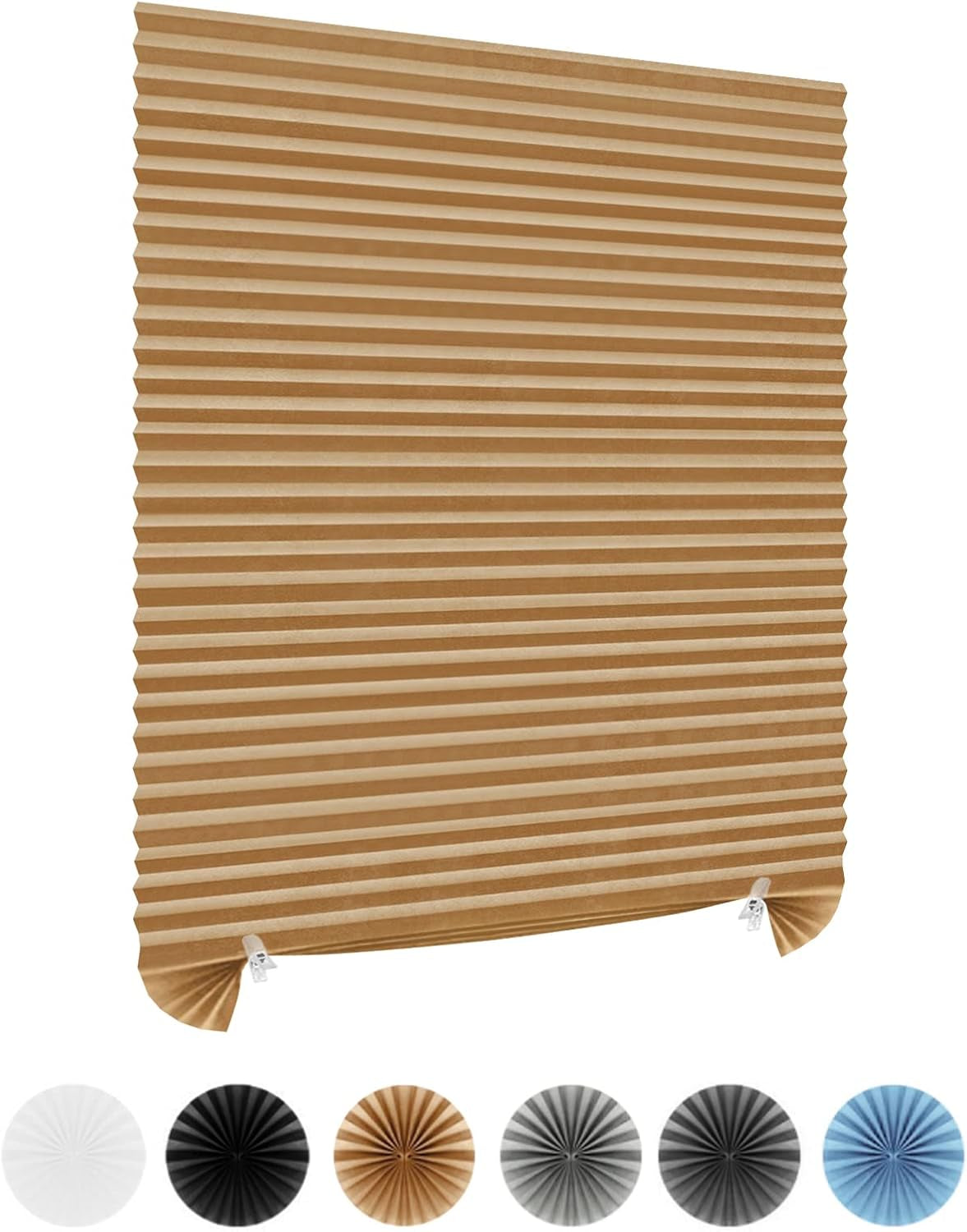Cordless No-Drill Pleated Paper Window Blinds – Self-Adhesive Temporary