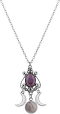 Gothic Crescent Moon Crystal Necklace, Gothic Vintage Boho Necklace, Goth Jewelry, Christmas Jewelry Gift for Women
