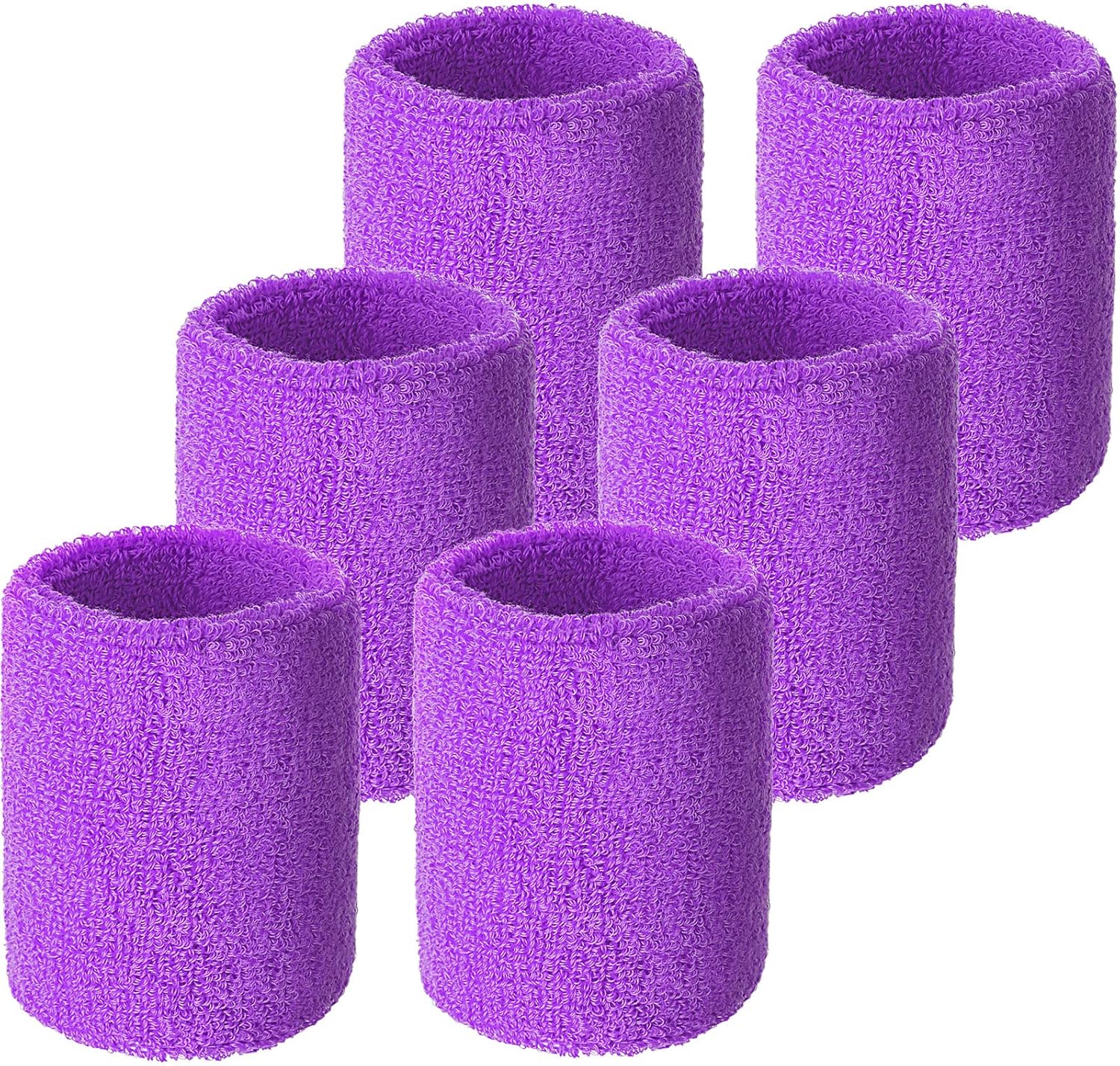 Wrist Sweatbands, Sports Sweatbands for Competition, Sweat Absorbent, for Basketball, Tennis, Football, Running and Work (Pack of 6)