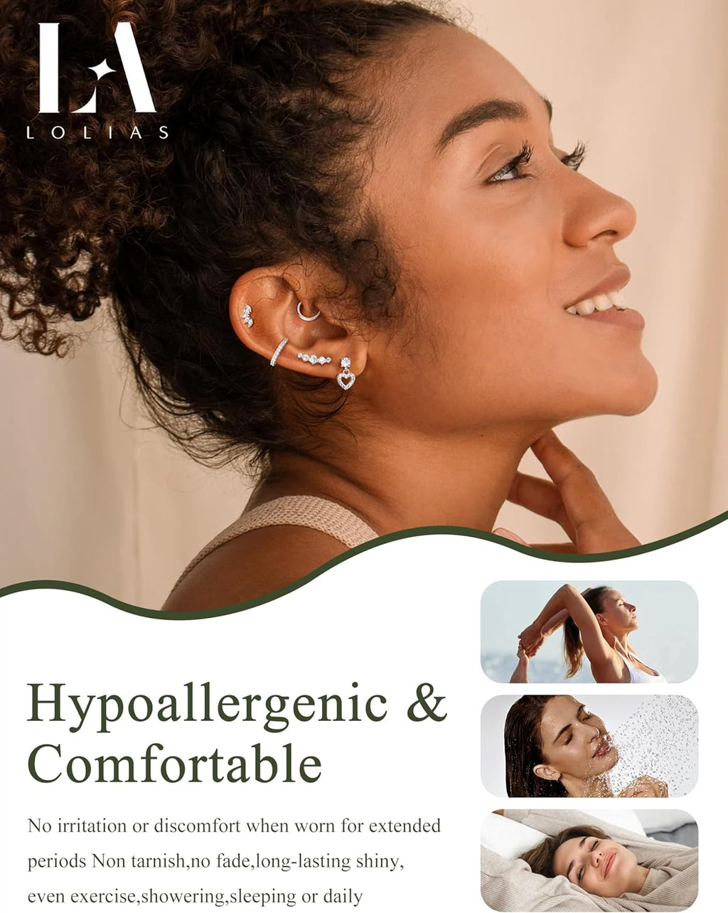 Hypoallergenic Flat Back Earrings for Women Cartilage Earrings Stacks-20G Surgical Stainless Steel Flatback Stud Hoop Earring Set Daith Conch Tragus Helix Piercing Jewelry