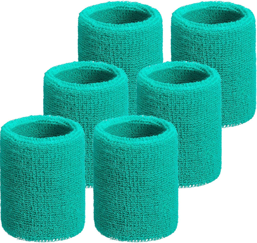 Wrist Sweatbands, Sports Sweatbands for Competition, Sweat Absorbent, for Basketball, Tennis, Football, Running and Work (Pack of 6)