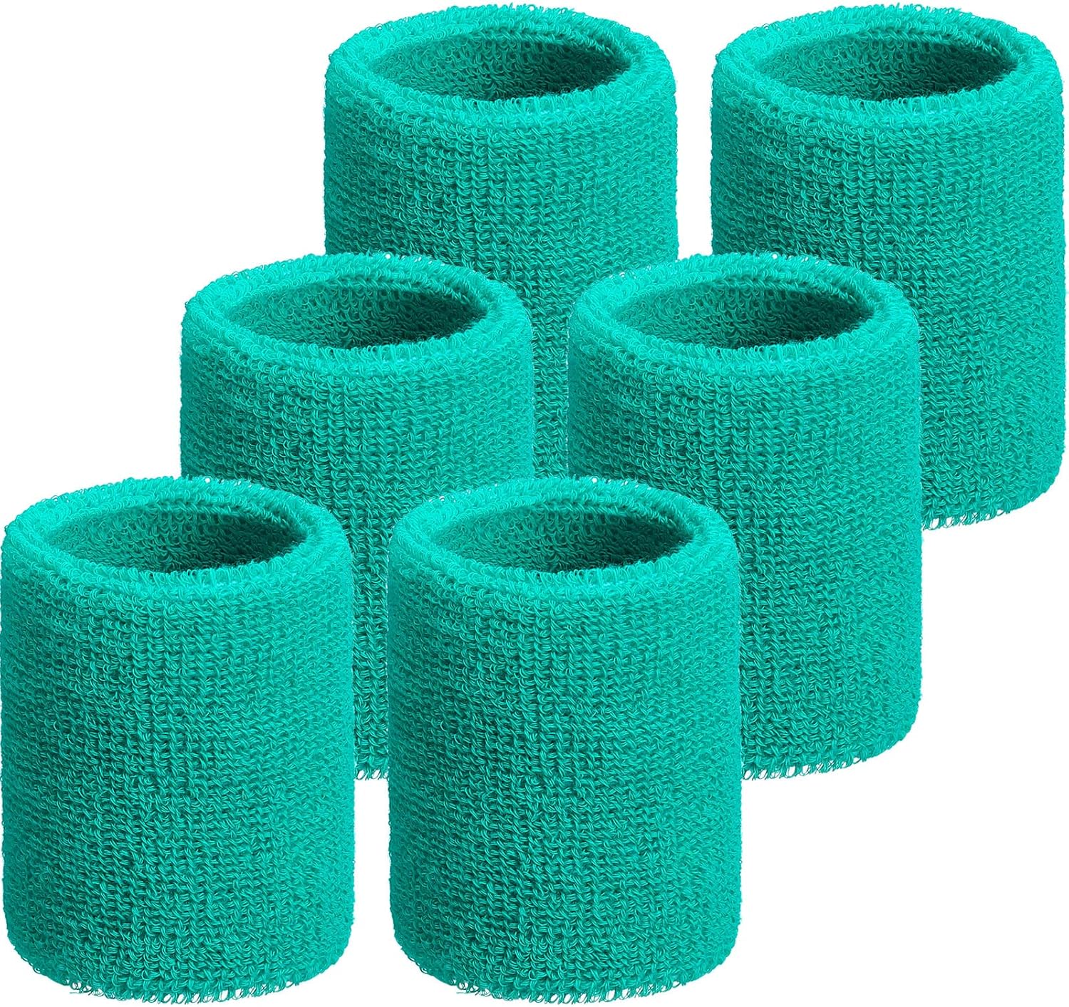 Wrist Sweatbands, Sports Sweatbands for Competition, Sweat Absorbent, for Basketball, Tennis, Football, Running and Work (Pack of 6)