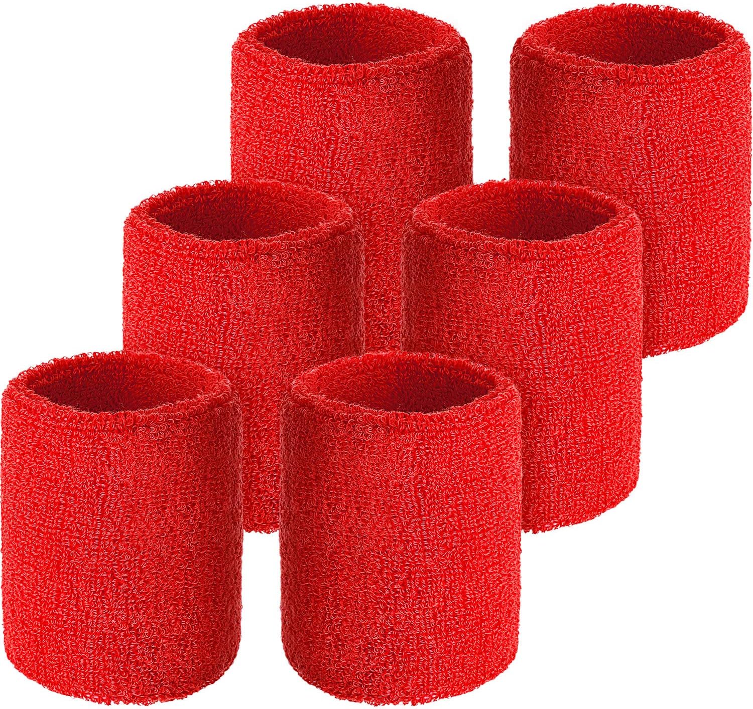 Wrist Sweatbands, Sports Sweatbands for Competition, Sweat Absorbent, for Basketball, Tennis, Football, Running and Work (Pack of 6)