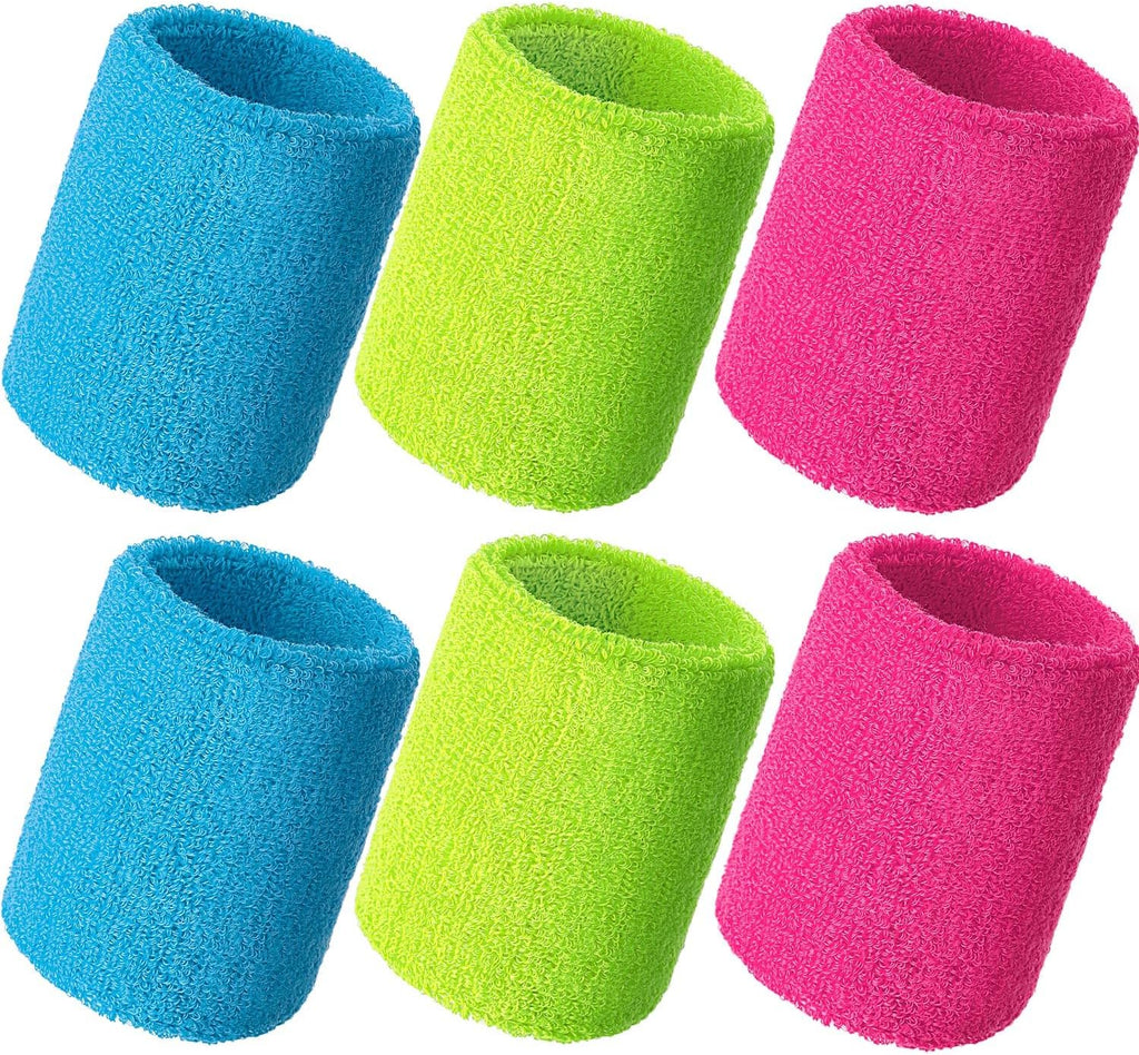 Wrist Sweatbands, Sports Sweatbands for Competition, Sweat Absorbent, for Basketball, Tennis, Football, Running and Work (Pack of 6)