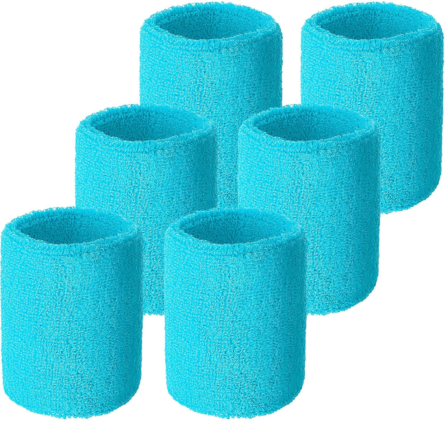 Wrist Sweatbands, Sports Sweatbands for Competition, Sweat Absorbent, for Basketball, Tennis, Football, Running and Work (Pack of 6)