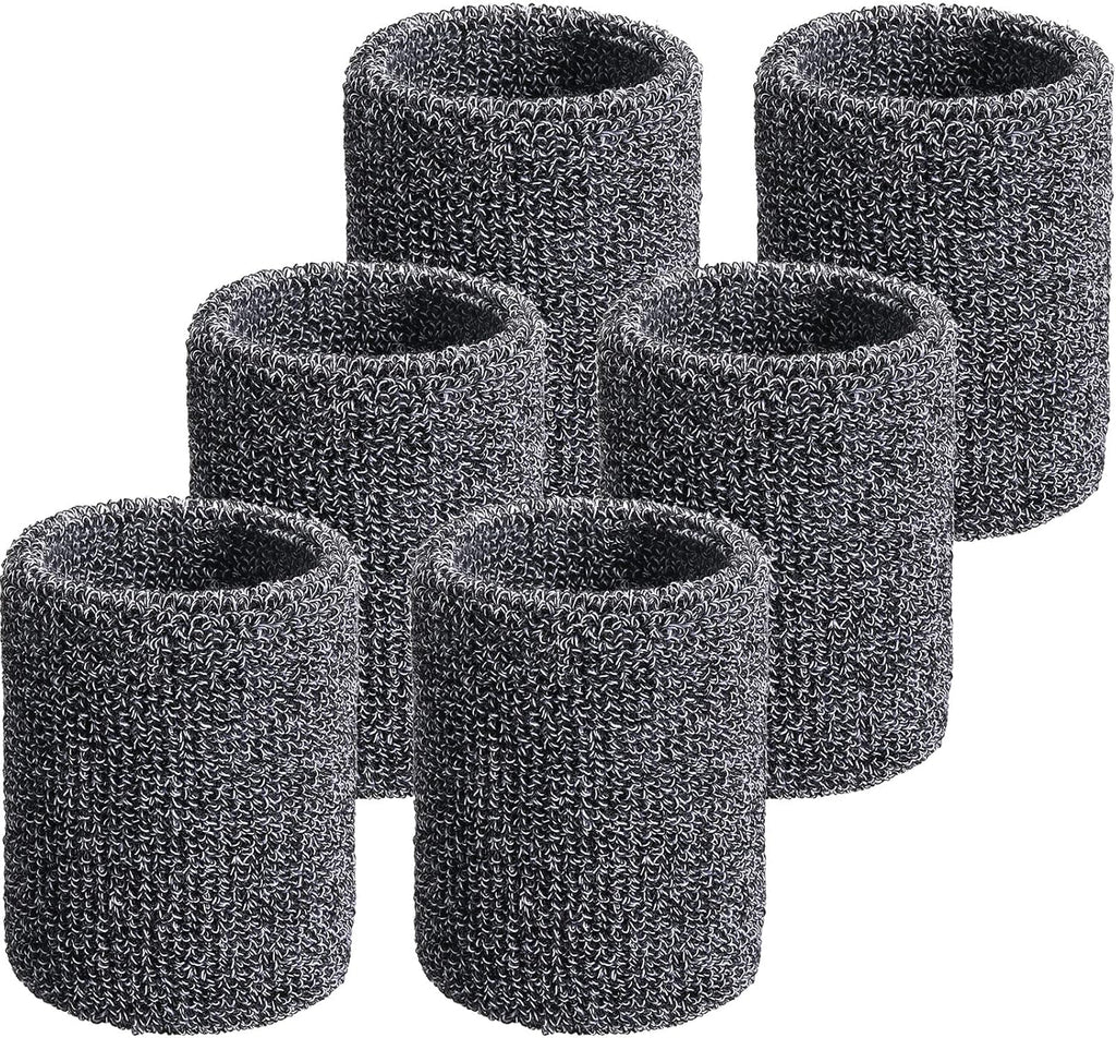 Wrist Sweatbands, Sports Sweatbands for Competition, Sweat Absorbent, for Basketball, Tennis, Football, Running and Work (Pack of 6)