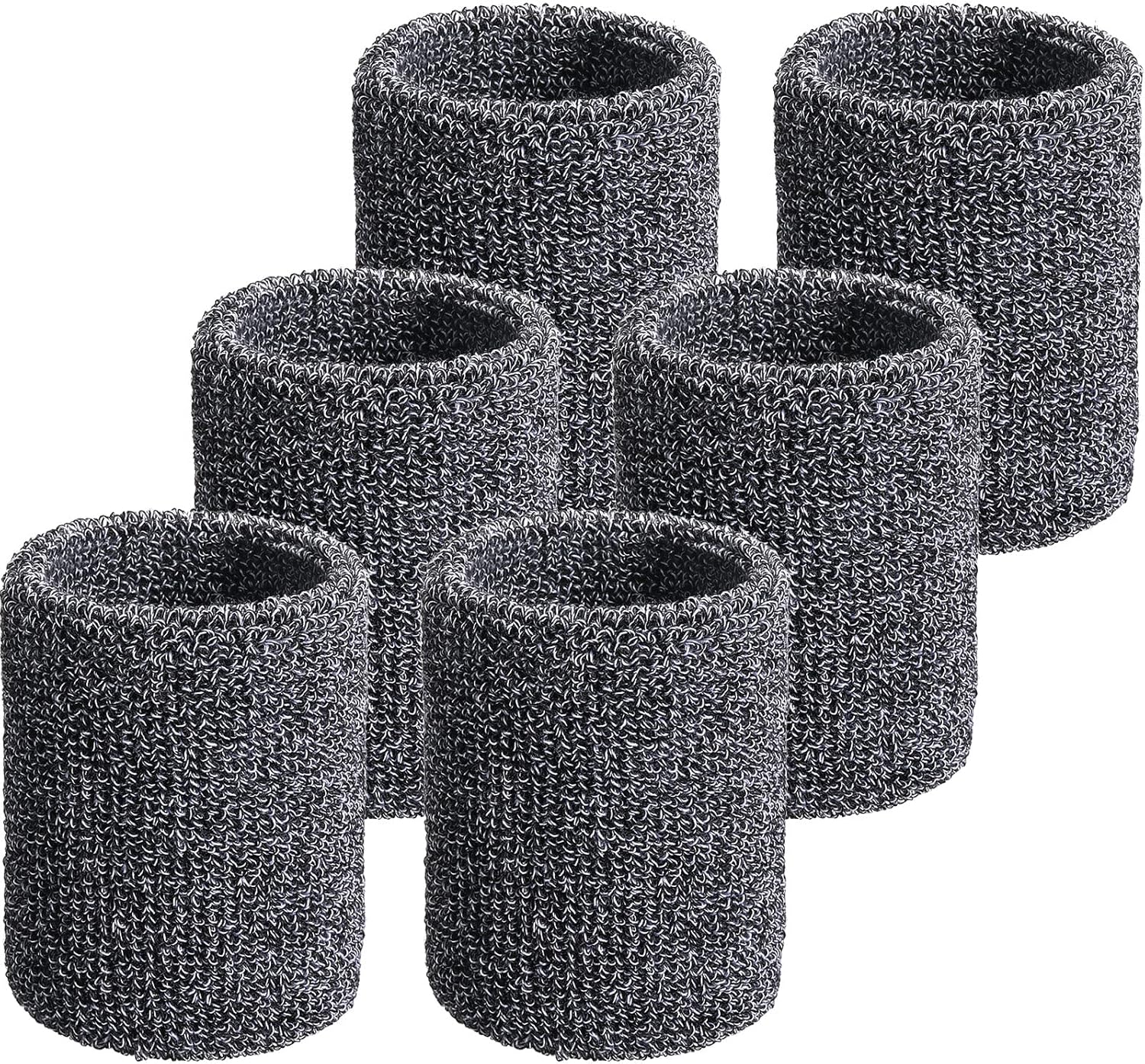 Wrist Sweatbands, Sports Sweatbands for Competition, Sweat Absorbent, for Basketball, Tennis, Football, Running and Work (Pack of 6)