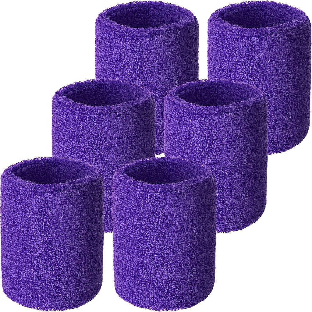 Wrist Sweatbands, Sports Sweatbands for Competition, Sweat Absorbent, for Basketball, Tennis, Football, Running and Work (Pack of 6)