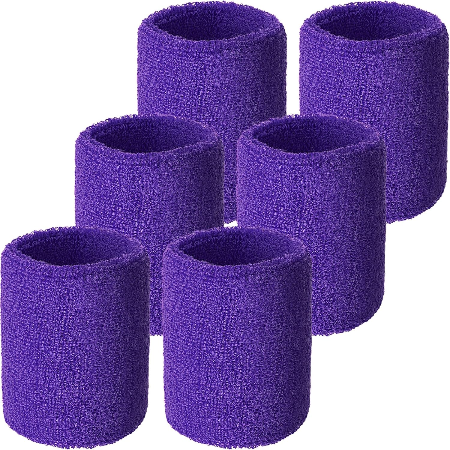 Wrist Sweatbands, Sports Sweatbands for Competition, Sweat Absorbent, for Basketball, Tennis, Football, Running and Work (Pack of 6)