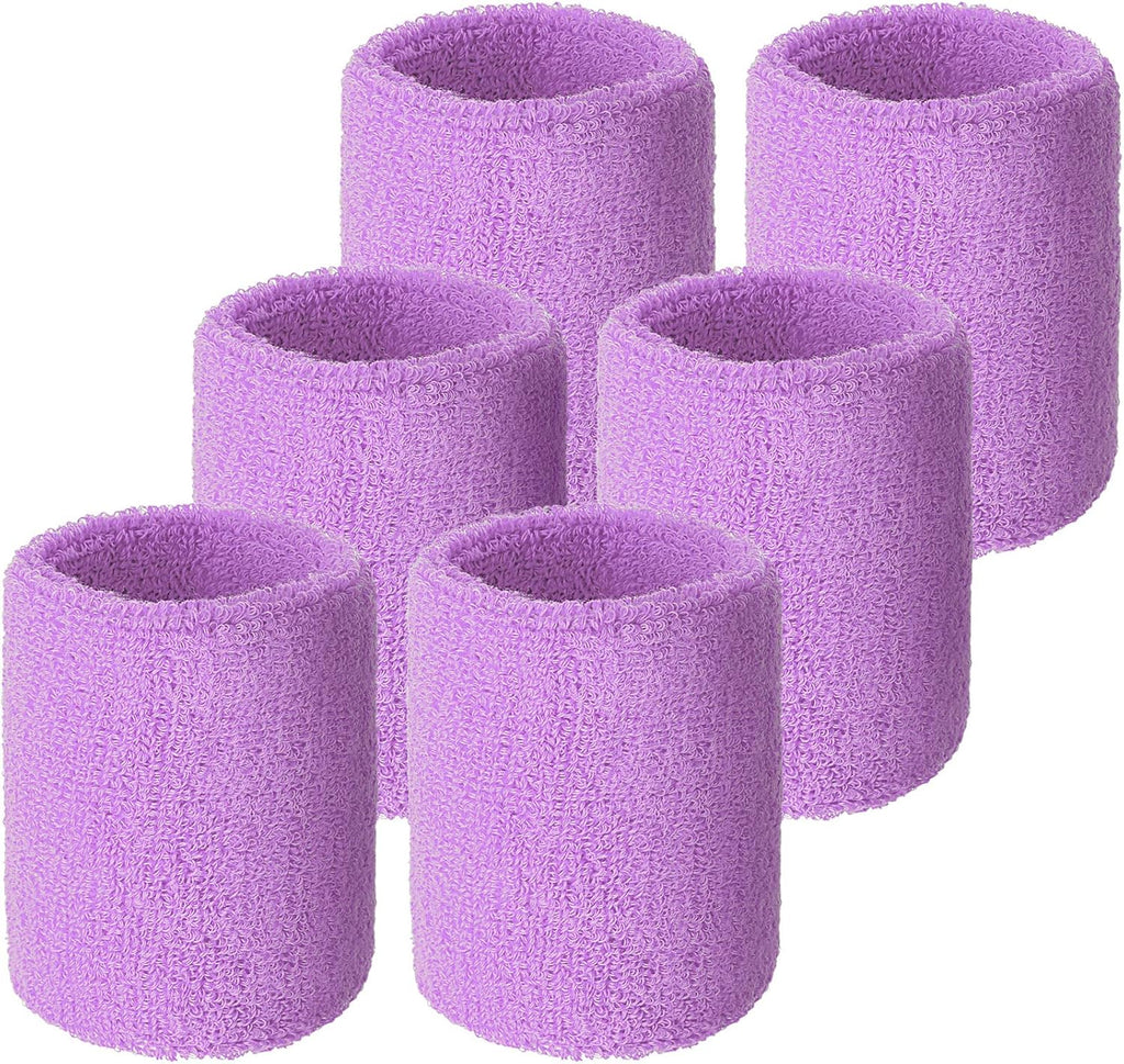 Wrist Sweatbands, Sports Sweatbands for Competition, Sweat Absorbent, for Basketball, Tennis, Football, Running and Work (Pack of 6)
