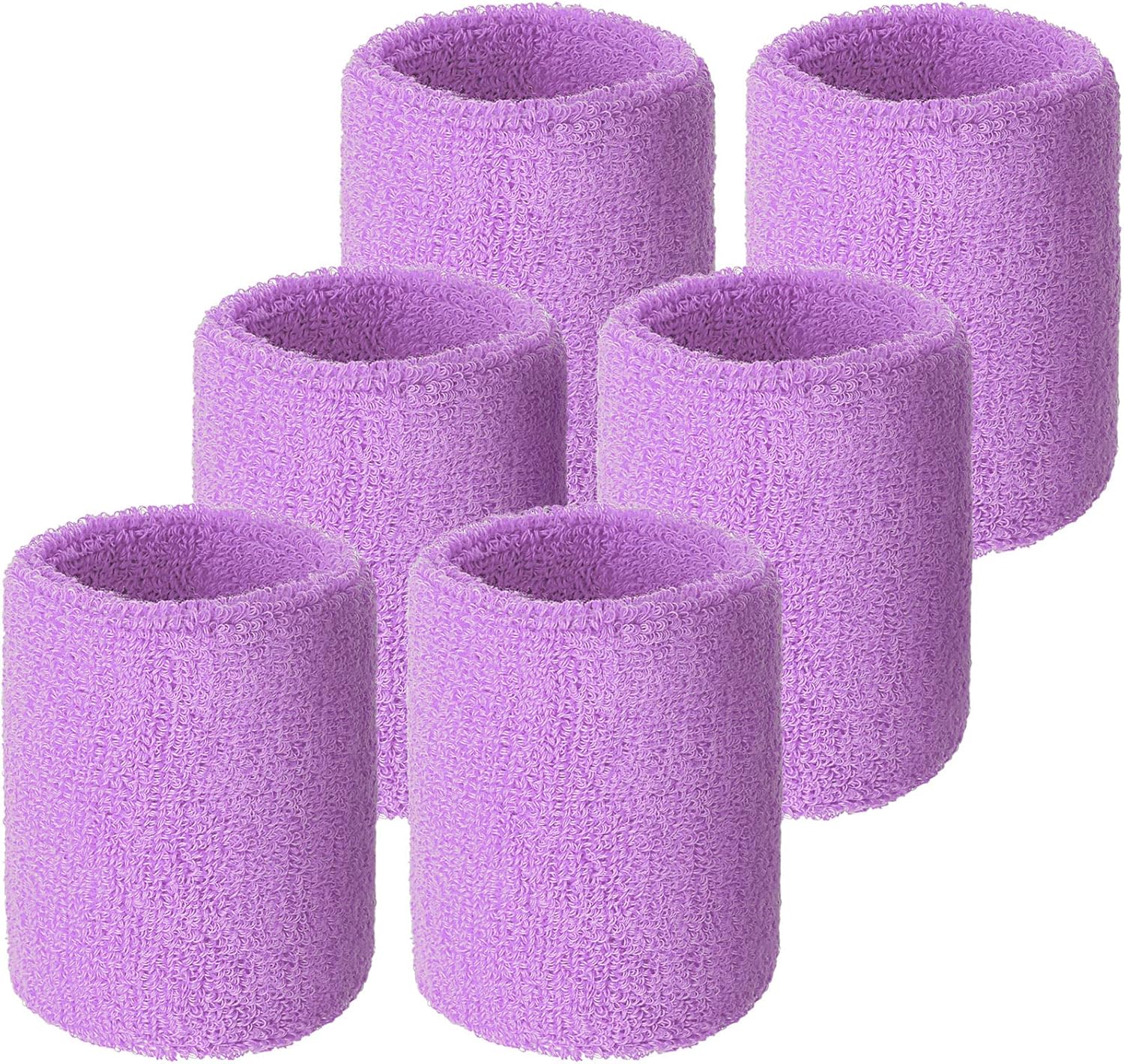 Wrist Sweatbands, Sports Sweatbands for Competition, Sweat Absorbent, for Basketball, Tennis, Football, Running and Work (Pack of 6)