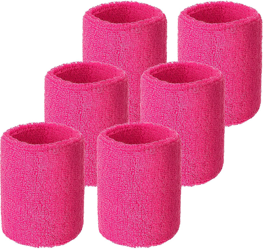 Wrist Sweatbands, Sports Sweatbands for Competition, Sweat Absorbent, for Basketball, Tennis, Football, Running and Work (Pack of 6)